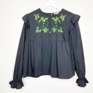 Bleuh Ciel Embroidered Ruffle Top